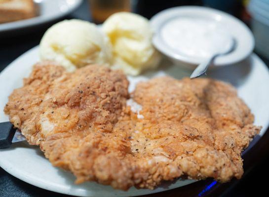 Chicken fried chicken with extra mashers instead of corn