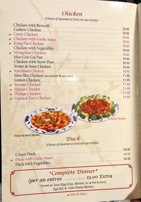 Menu: Chicken & Duck