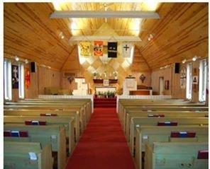 Baldwin United Presbyterian Church view of the alter from the first floor's final pew.