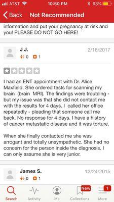 Former review that I've dug up. Please monitor your newer faculty members closely so that patients receive the care they deserve.