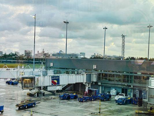 View from Air Margaritaville Terminal 1 (cruise ships in the distance)