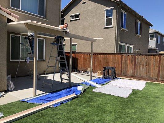 Vaceville, Ca. - Non - Insulated / Flat Pan Roof System - Duralum Aluminum Weather Wood Patio Cover -