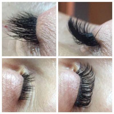 Profile before and after lash extensions.