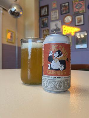 Good craft beer options, including this Hazy IPA brewed by Casual Animal.