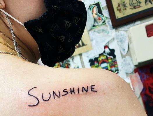 Reference to the song "Sunshine on My Shoulders" by John Denver in my dad's handwriting