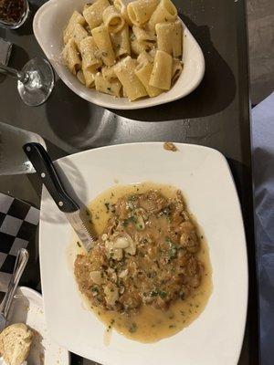 Veal francais and rigatoni