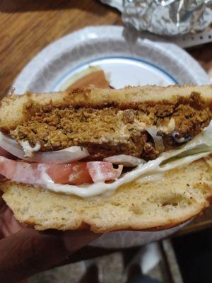 Inside of turkey burger.