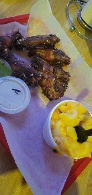 Smoked garlic parm wings and jalepeno bacon mac n cheese