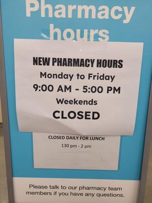 The new hours for this pharmacy