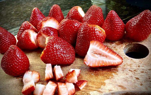 Prepping for homemade strawberry jam