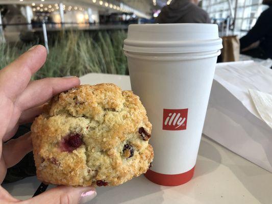 Cranberry scone and large latte