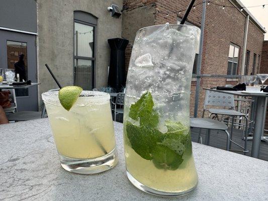 Craft margarita and mojito.  These glasses were as much fun as their contents!