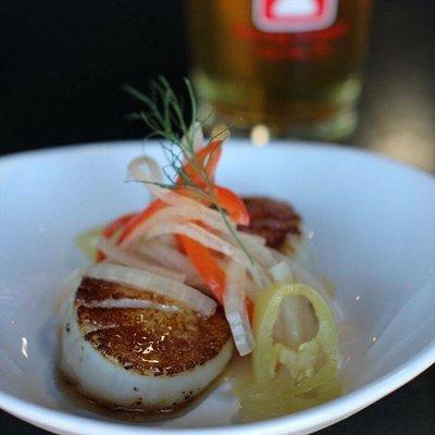 Scallop Tasting, Pickled Vegetables, Peppercini