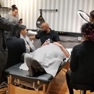 Microblading demonstration done during group training session.