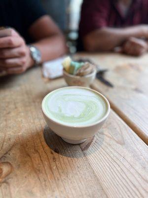 Almond matcha latte :)