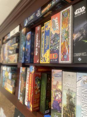 Rent games from our board game library to play in store.  Library fee can then be applied for store credit when done playing!