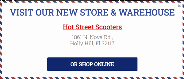 Hot Street Scooters MOVED! New Store Now Open to Public.