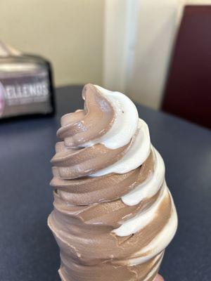 Chocolate vanilla swirl cone