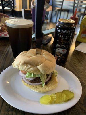 Cheeseburger and a Guinness.