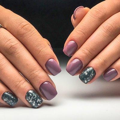 Gel Manicure with design stamps