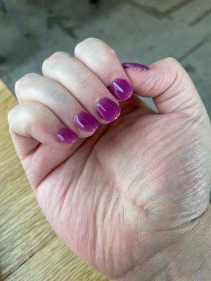 Almond nails with a mid-tone purple. Absolutely not what I wanted.