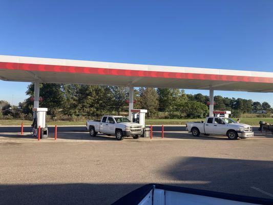 partial view of some of the fuel dispensers