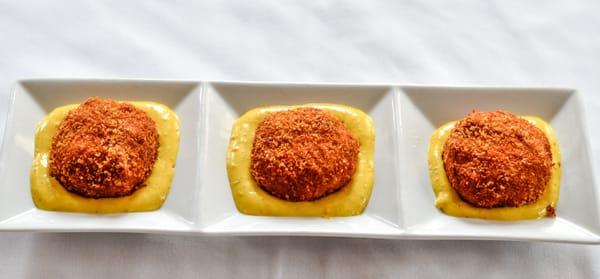 Potato & Chorizo Croquettes With Saffron Garlic Aioli