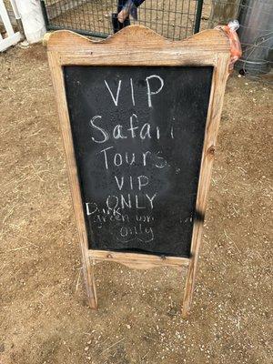 VIP Safari Sign