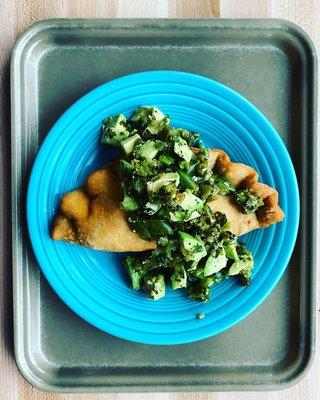 Vegan Empanada with Avo-Verde Salsa