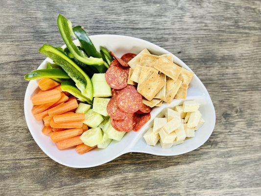 Snack Plate for the kiddos featuring the Italian Crackers from Sprouts with veggies