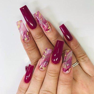 Marbles nail art with gold flake