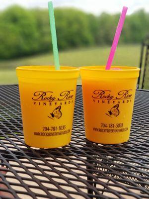 Peach  and the Strawberry-Mango slushies