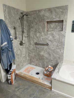 Unfinished shower