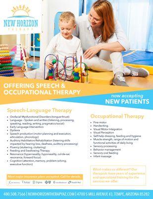 Offering speech and occupational therapy! Taking private pay patients now!