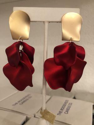 Xmas day outfit earrings for a pop of true red and gold!