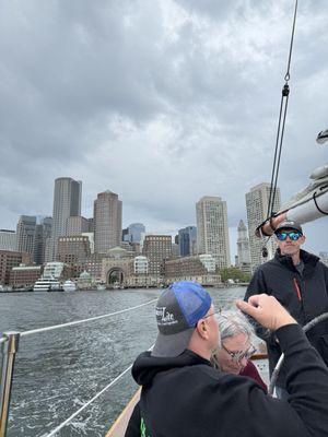 Boston skyline and our Captain