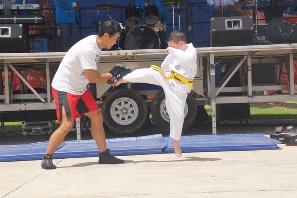 Aiden Copley showing off his martial arts talent.  Can you believe he is only a beginner?