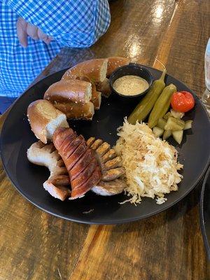 Brat and Pretzel Sampler