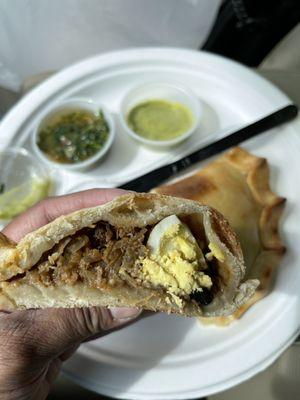 Inside of meat empanada