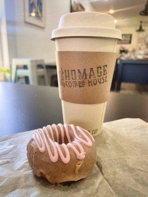 Black and White Mocha with French Toast Donut