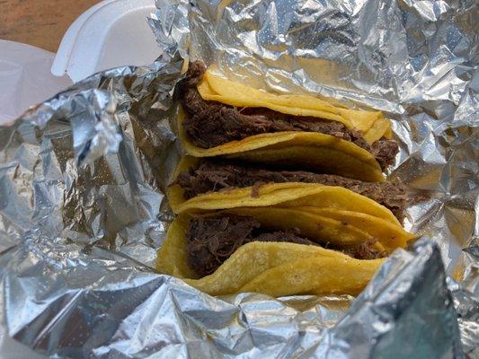 Barbacoa street tacos generously filled