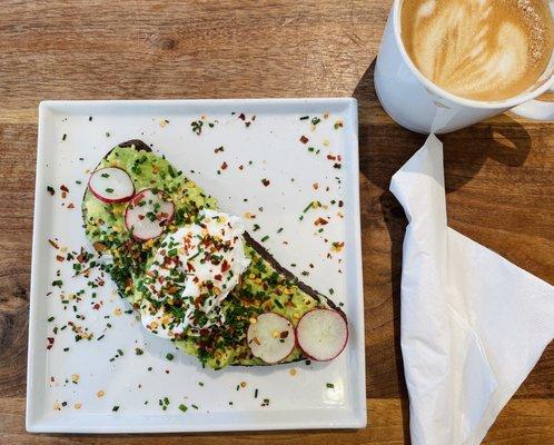 AVOCADO Avocado, Radishes, Chives, Veganaise, Sea Salt, Crushed Red Pepper Add Pasture Raised Poached Egg