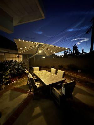 The new dining table at night!