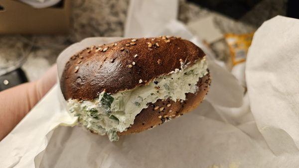 Everything bagel w/ scallion cream cheese