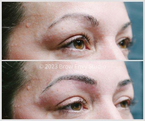 Microbladed brows to give fullness and shape.