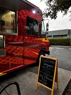 World Famous Corndogs food truck with chicken sandwich special for n the board