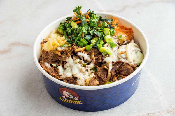 Large Philly Steak Bowl-Philly Meat, caramelized onion, bell pepper, Mushroom, Melted white cheese