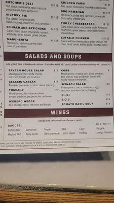 Wings and Soup  menu sections Aug 2023