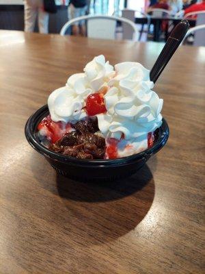 Big Red sundae, regular size.