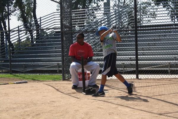 Hitting practice with Coach JT